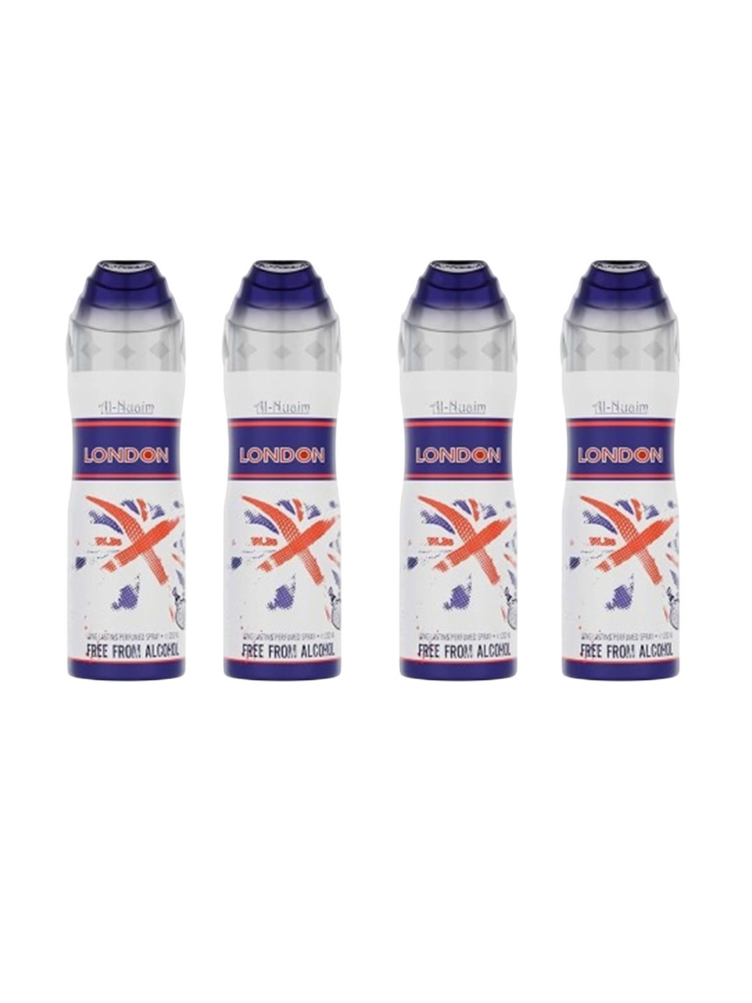 Al-Nuaim 4Pcs White London Long Lasting Alcohol Free Deodorant Perfumed Spray - 200ml Each