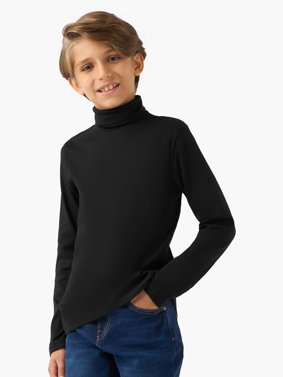 Juniors by Babyshop Boys Turtle Neck Cotton Regular Fit T-shirt