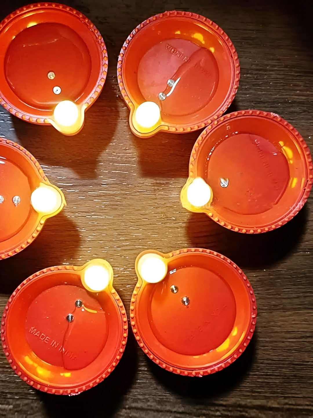 PUFFSMART 6-Pcs Brown Water Sensor Reusable LED Diya Diwali Light Pooja Essentials