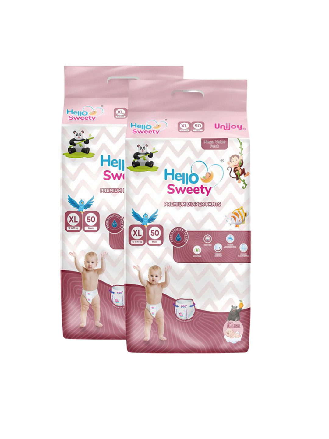 Unijoy Set Of 2 Hello Sweety Baby Diaper Pants- - XL- 50 Pcs Each