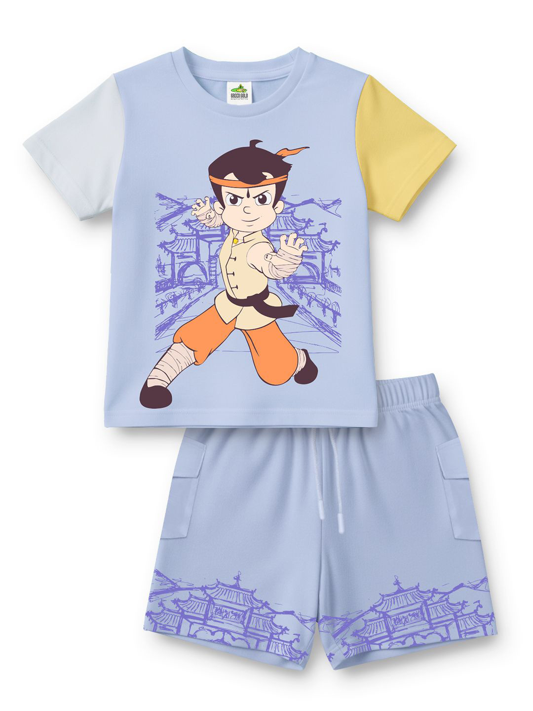 Chhota Bheem Boys Kung Fu Dhamaka Warrior Printed Oversized T-Shirt with Short
