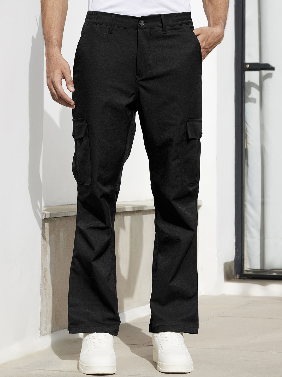 Zeyo Men Comfort Fit Elasticwaist Band Cargos Trousers