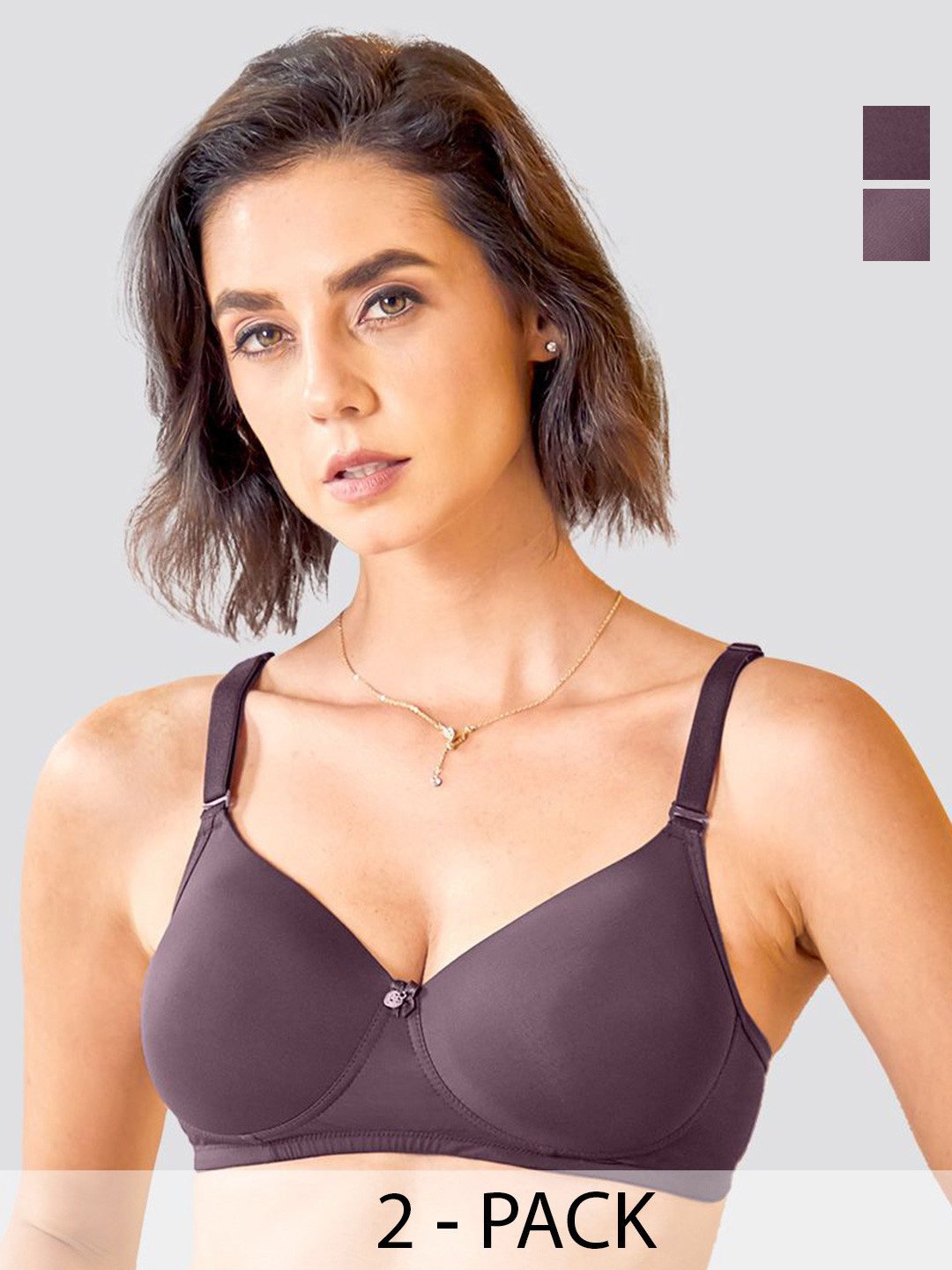 K LINGERIE Sheley Women Pack Of 2 Wirefree Comfort Soft Padded Straps Everyday Bra