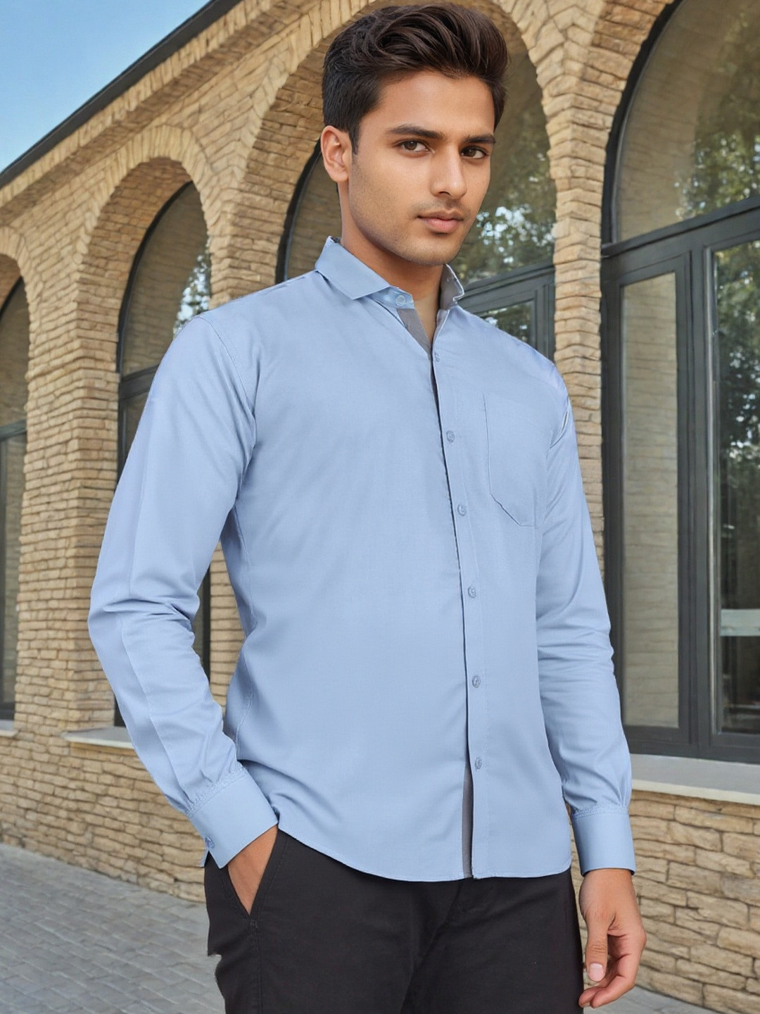 Moda Rapido Men Self Design Cotton Comfort Casual Shirts