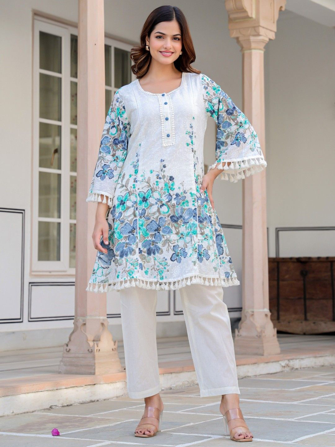 AUTUMN LANE Tiara Vivid Printed Pure Cotton Tunic With Trousers Co-Ords