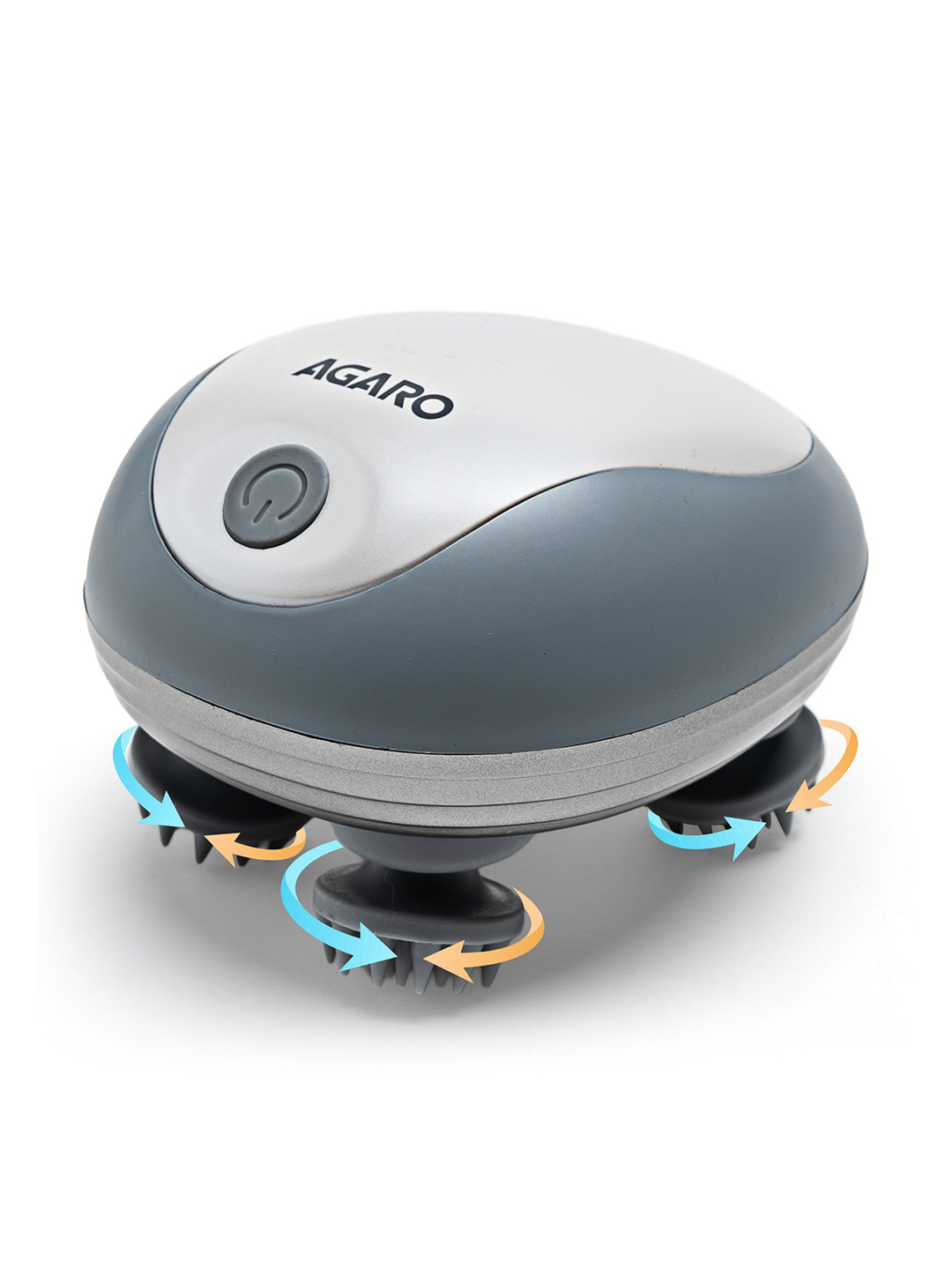 Agaro SM3675 Rechargeable Electric Head Kneading Massager with 3 Speed Mode - White & Grey
