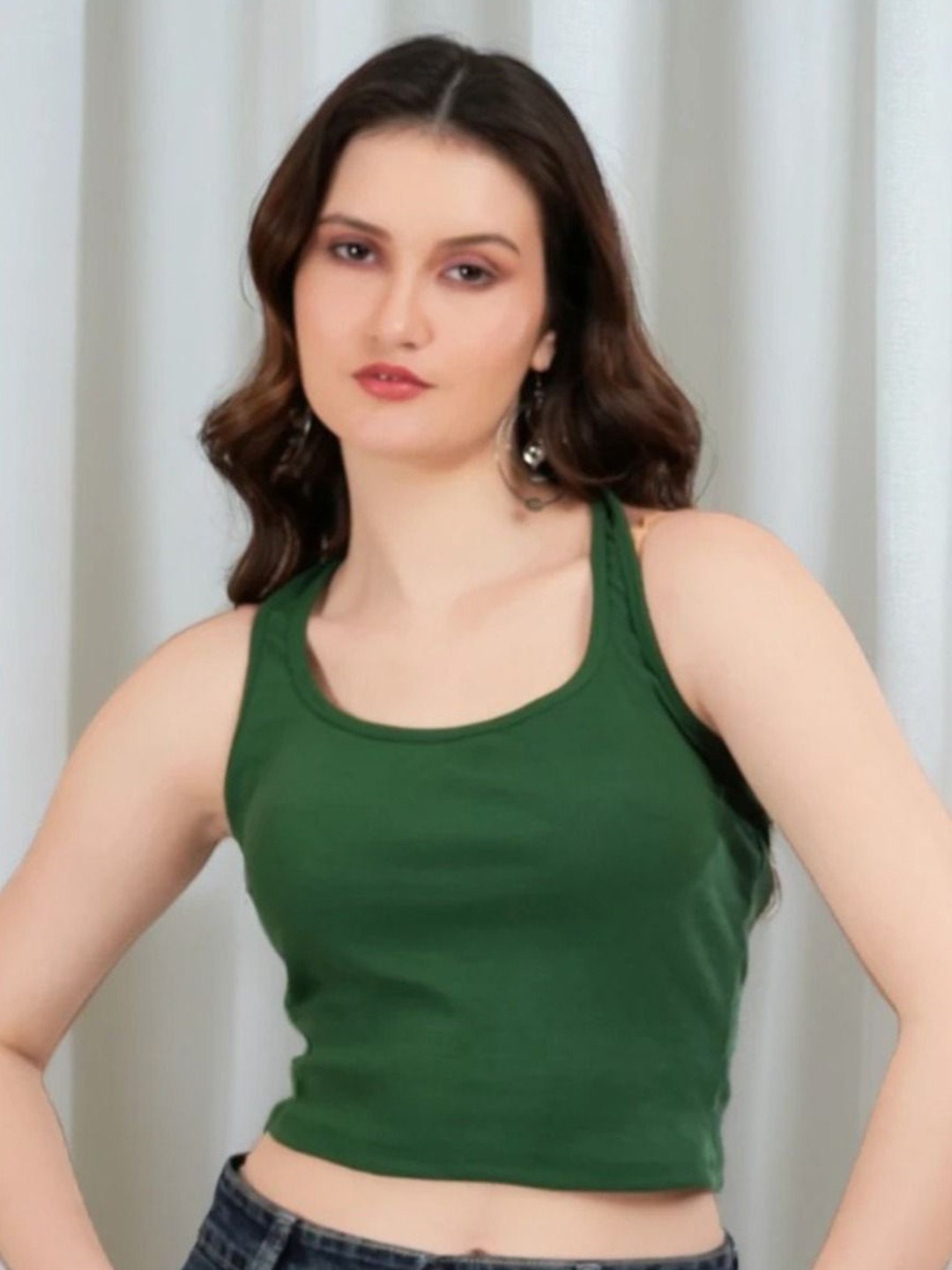 TEEMOODS Halter Neck Cotton Crop Tank Top