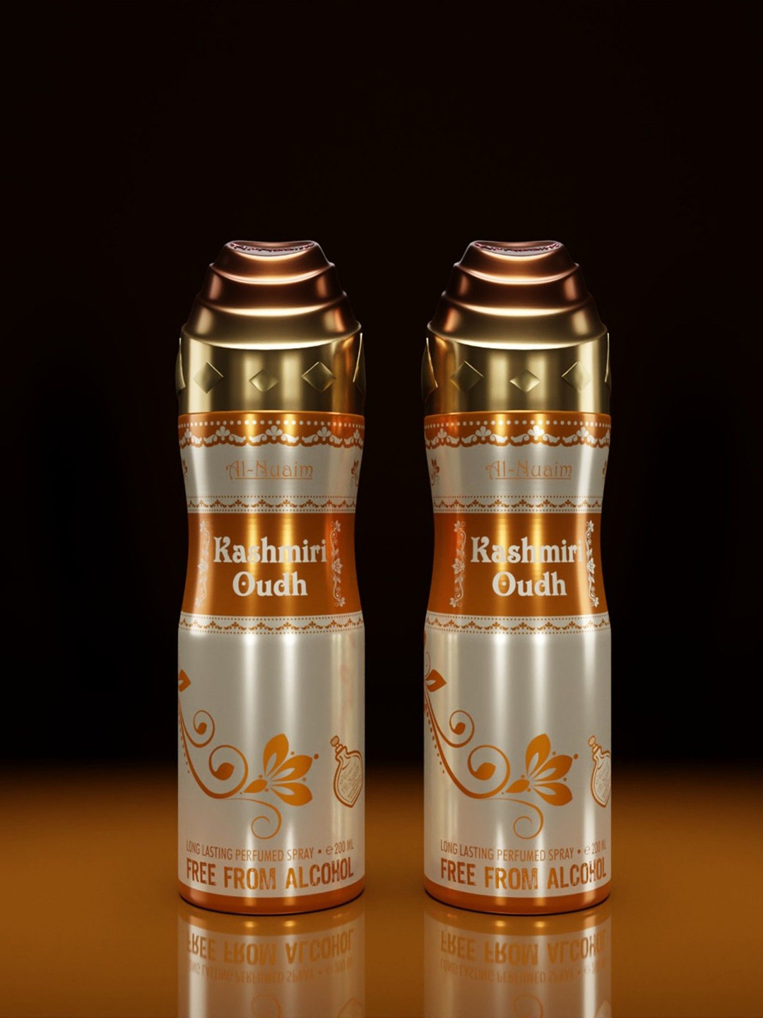 Al-Nuaim Men 2Pc Kashmiri Oudh Alcohol Free Deodorant Perfumed Spray - 200ml Each