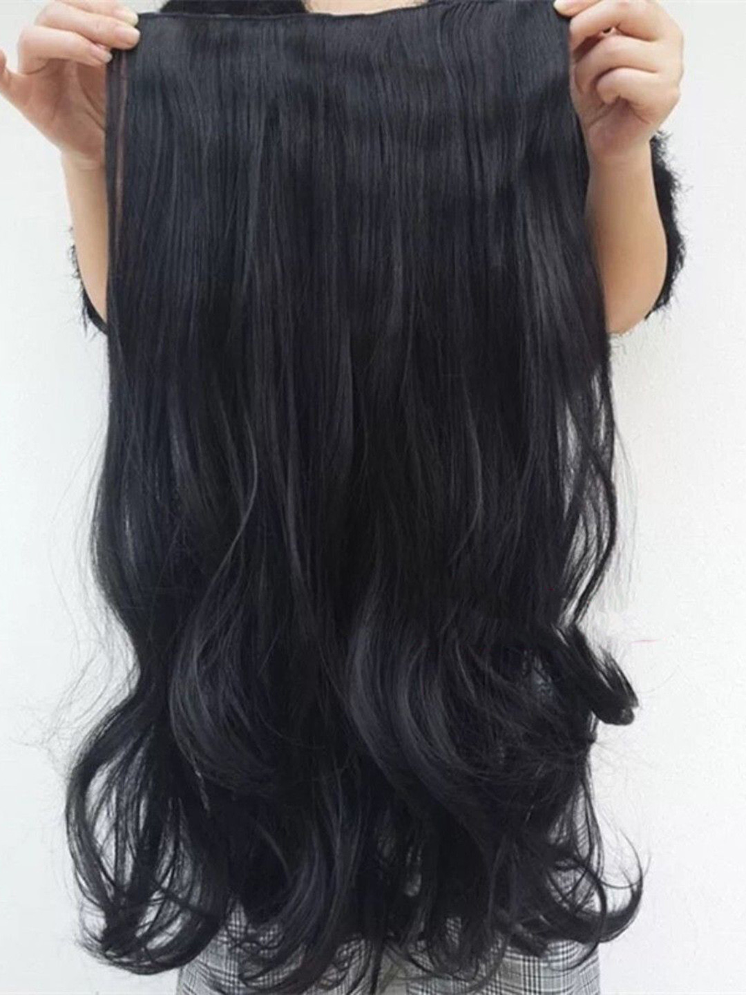 VIEWS Clip-In Wavy Scalp Topper Hair Extension - Black - 22 Inches