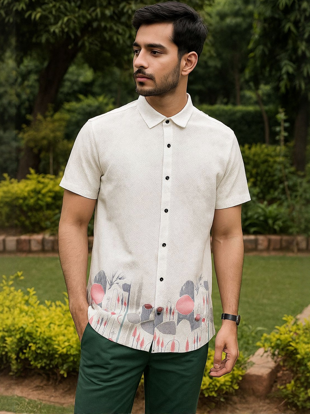 VS MALL Men Self Design Other Casual Shirts