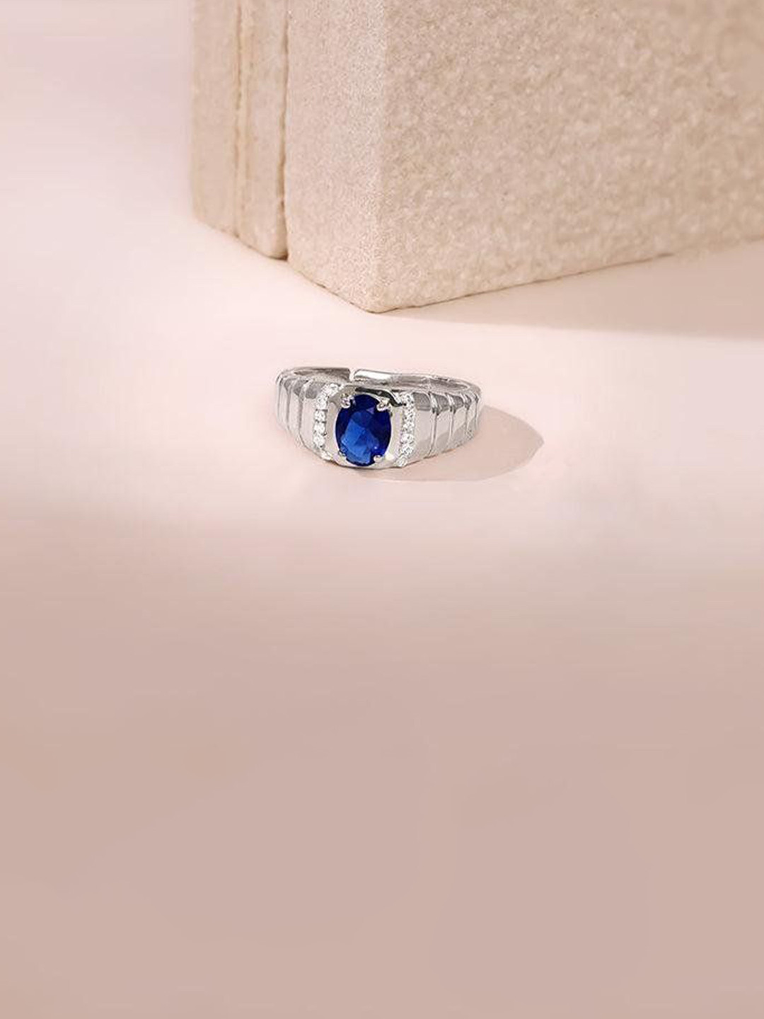 GIVA 925 Sliver Rhodium-Plated Zircon Studded Midnight Majesty Ring - Size 17