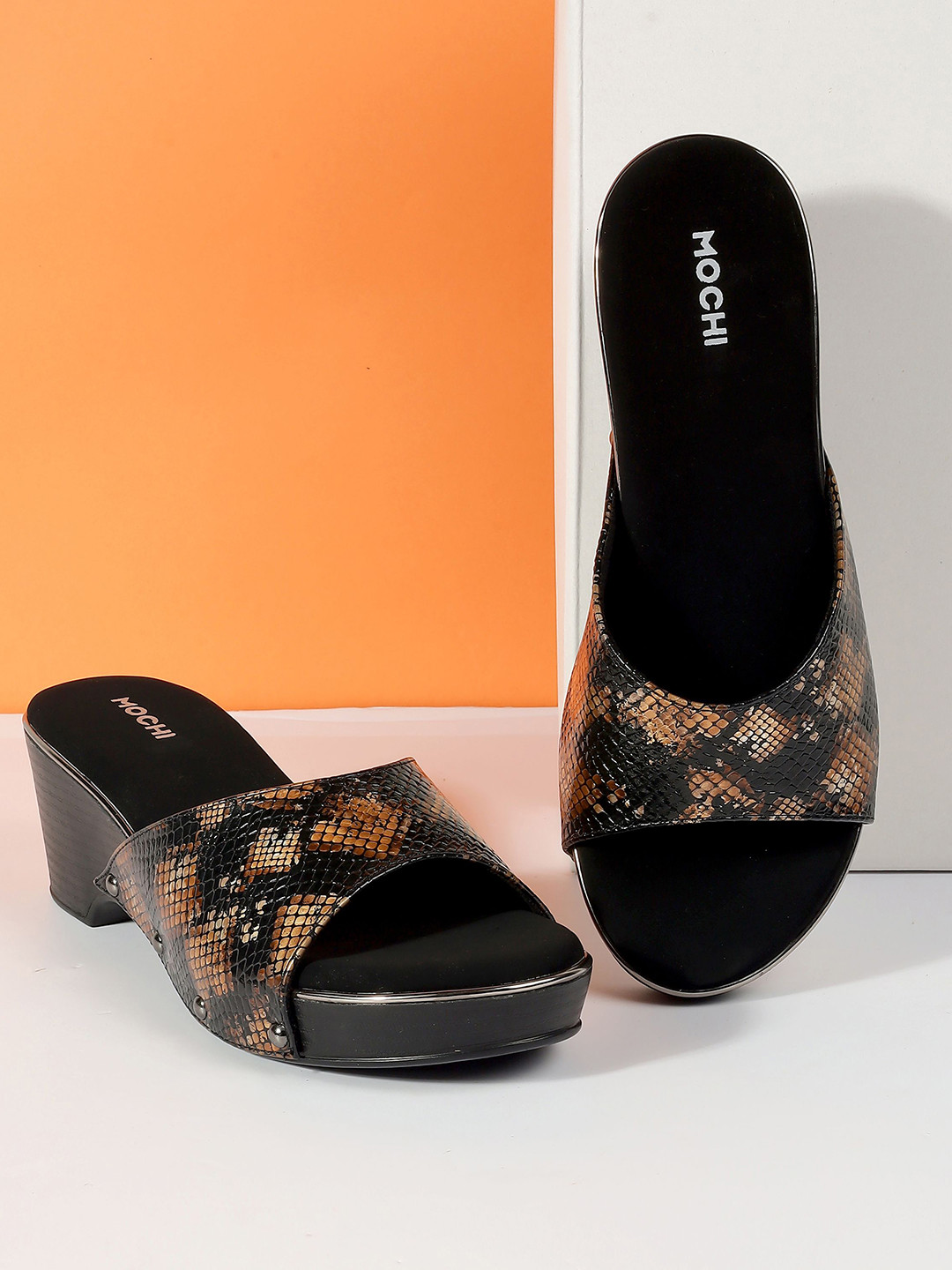 Mochi Printed Open Toe Wedges