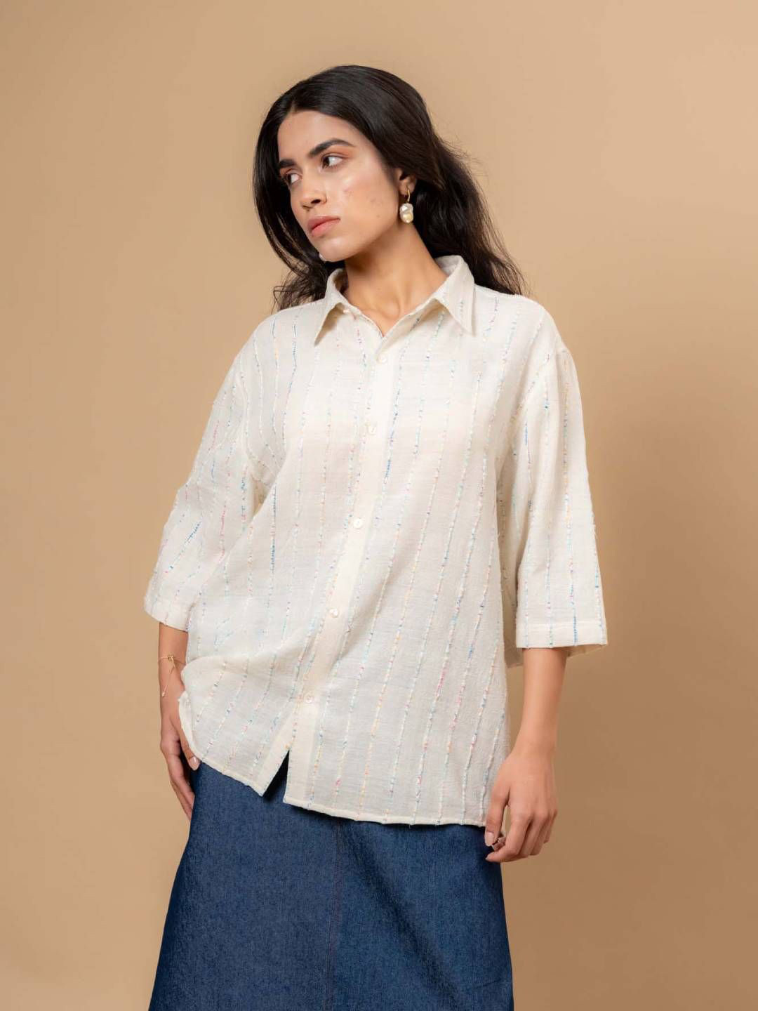 Doodlage Unisex Oversized Vivianne Comfort Self Design Casual Shirt