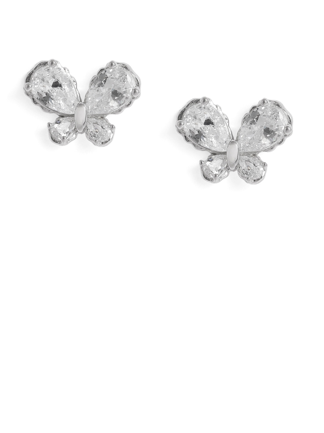 Luxevogue Rhodium Plated Anti Tarnish 925 Sterling Silver Bow Stud Earrings