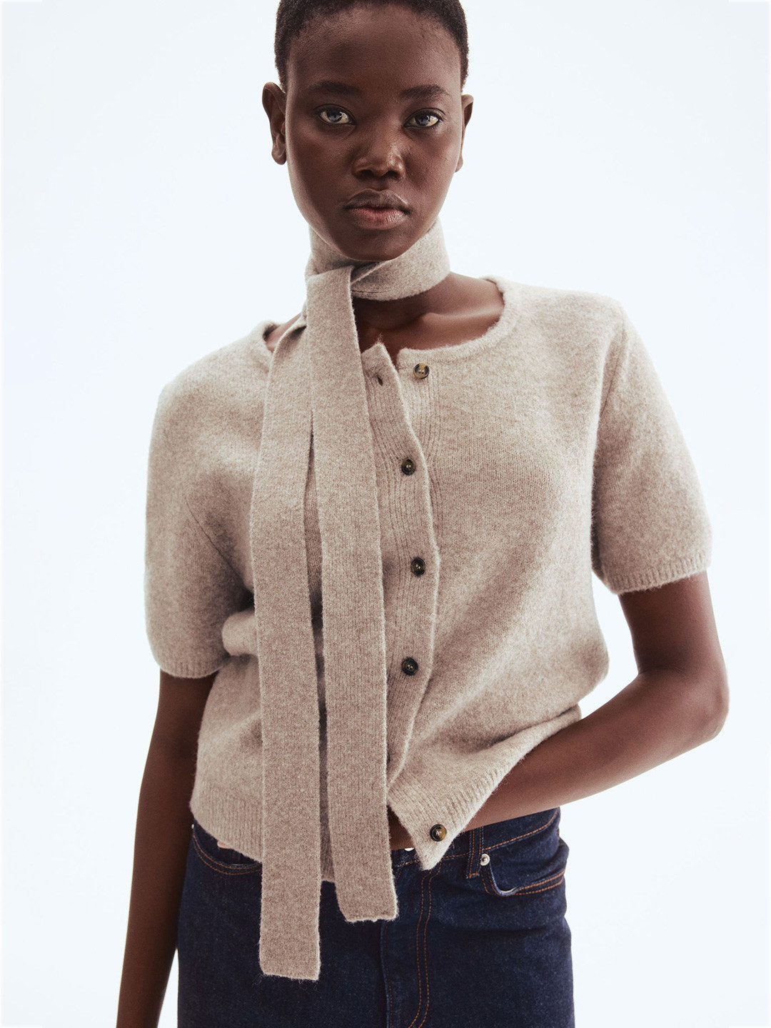 H&M Scarf-Detail Cardigan