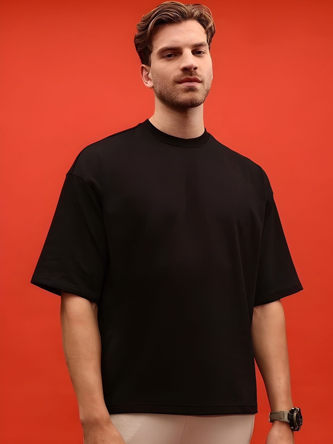 SZN Men Regular Fit Solid Black T-shirt