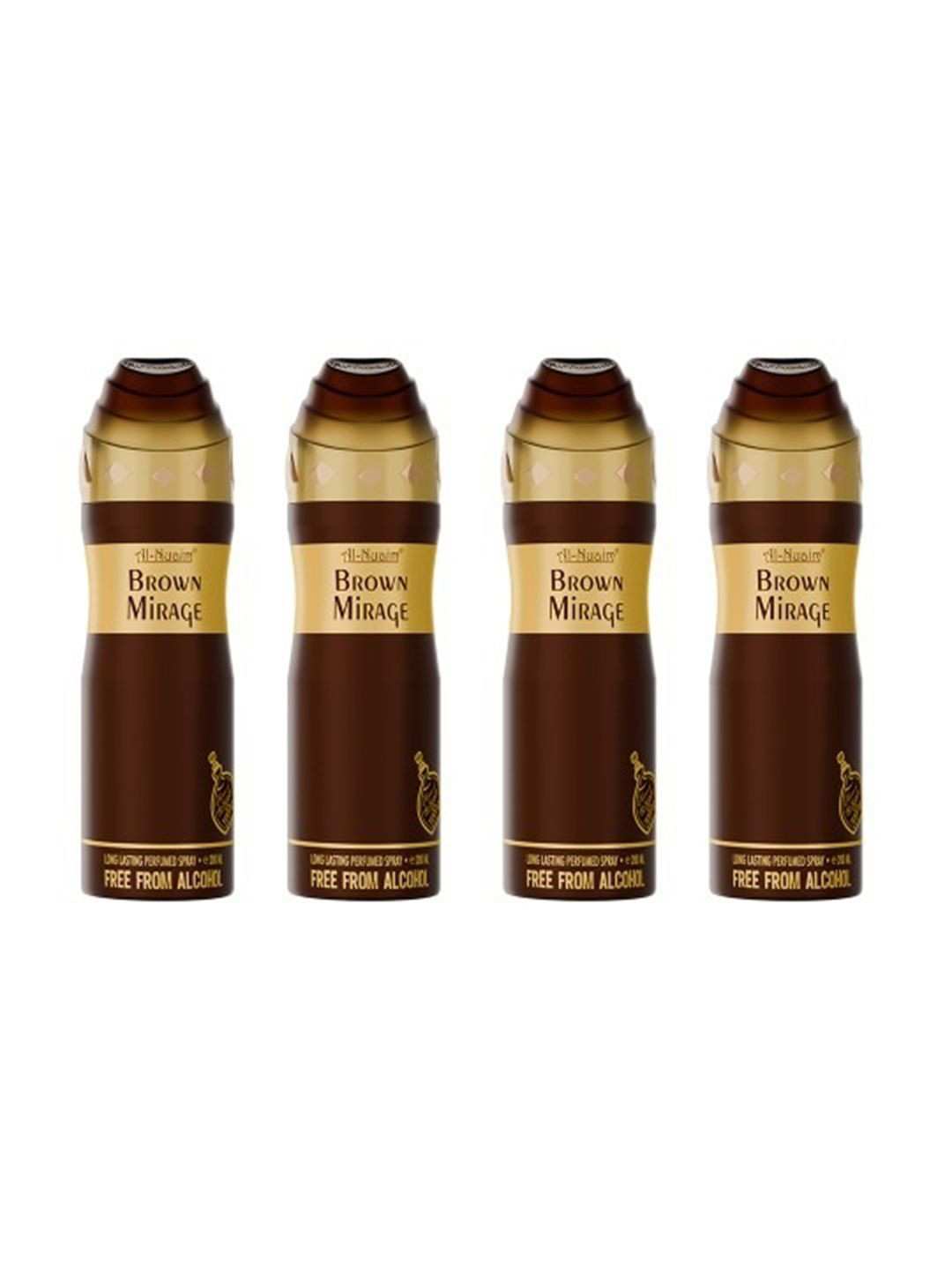Al-Nuaim Men 4Pc Brown Mirage Alcohol Free Deodorant Perfumed Spray - 200ml Each