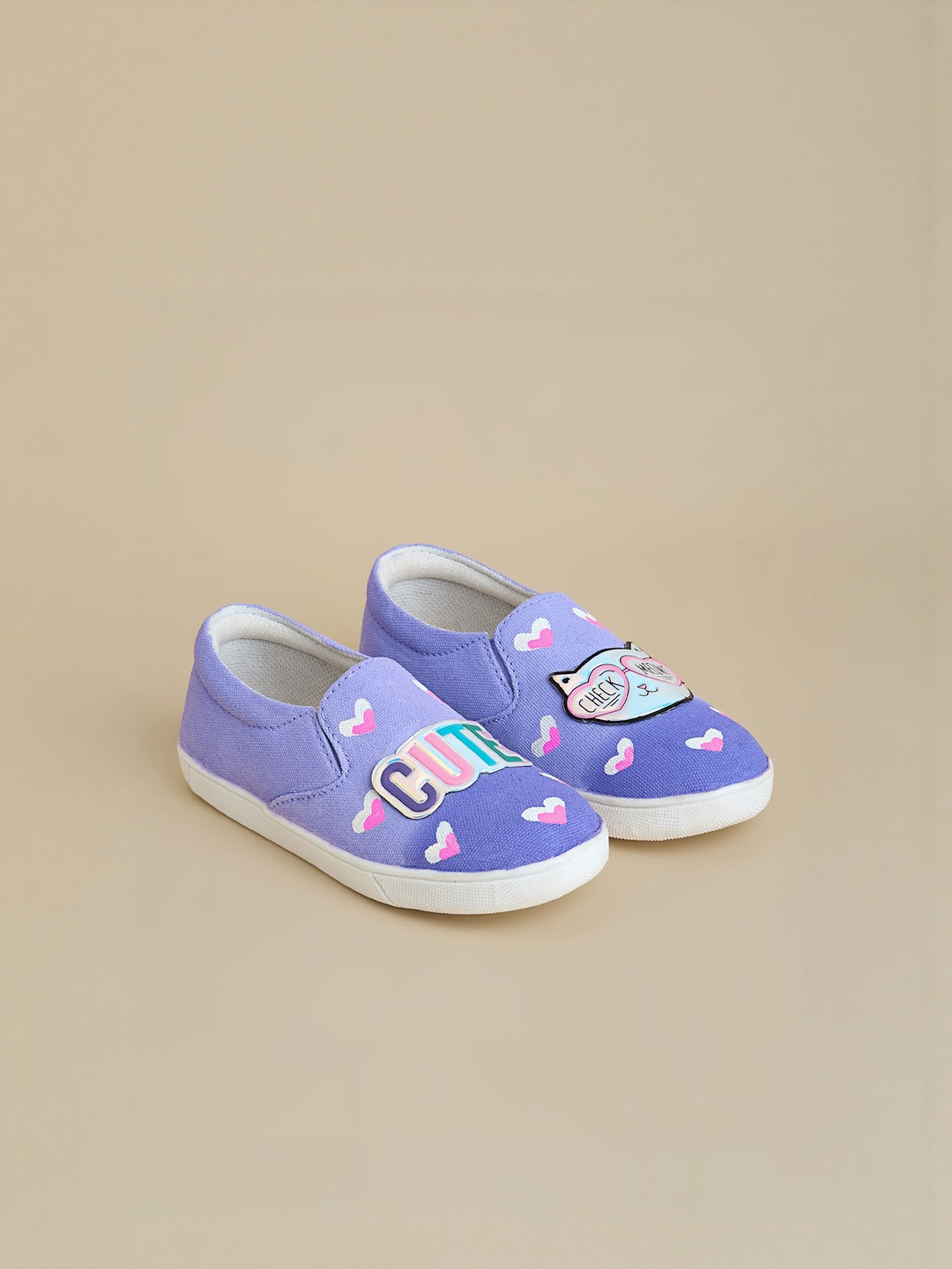Hopscotch Girls Purple Fabric Slip-Ons