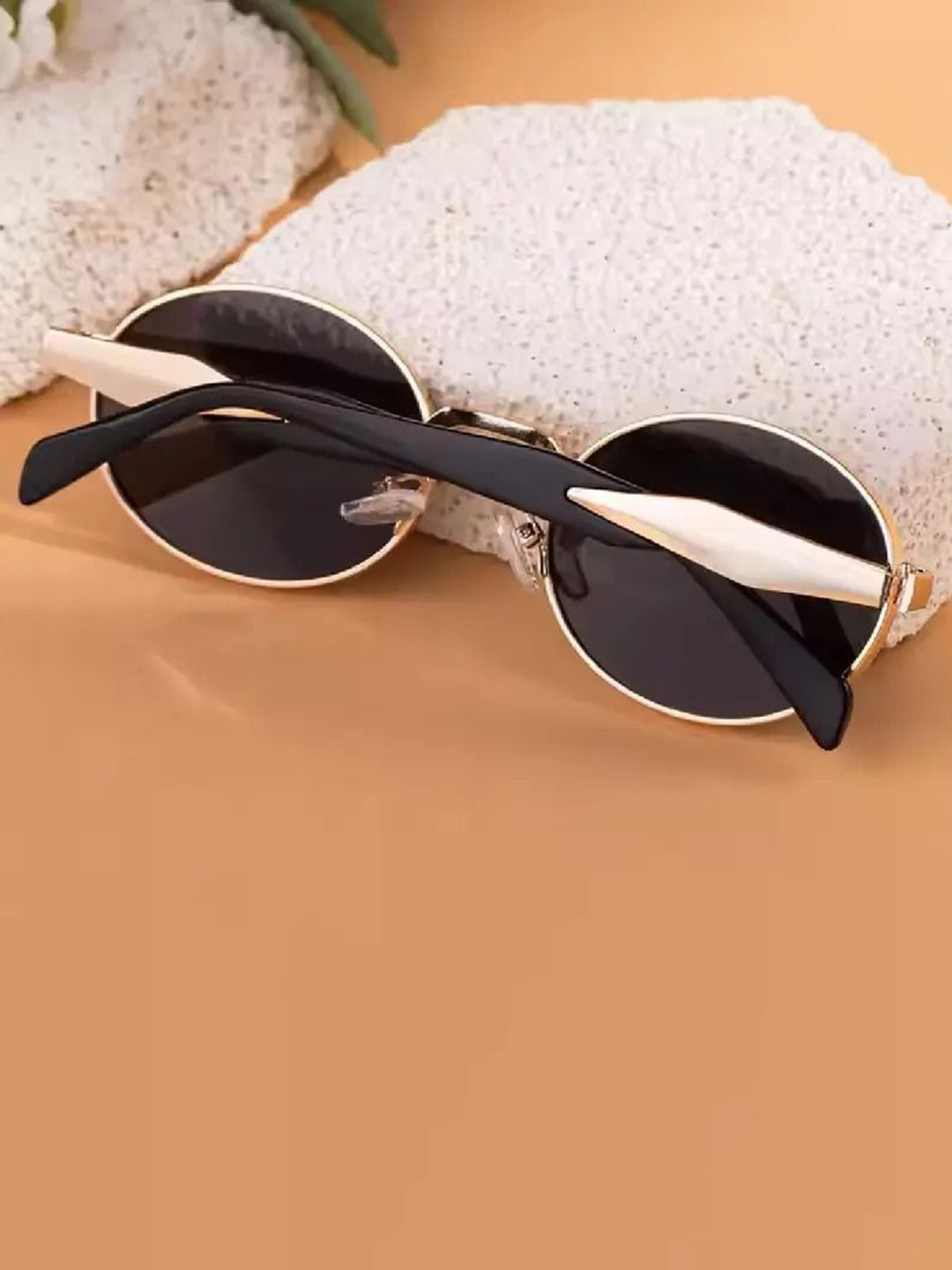 Rozzetta craft Unisex Round with UV Protected Lens Sunglasses RC pushpa gold black