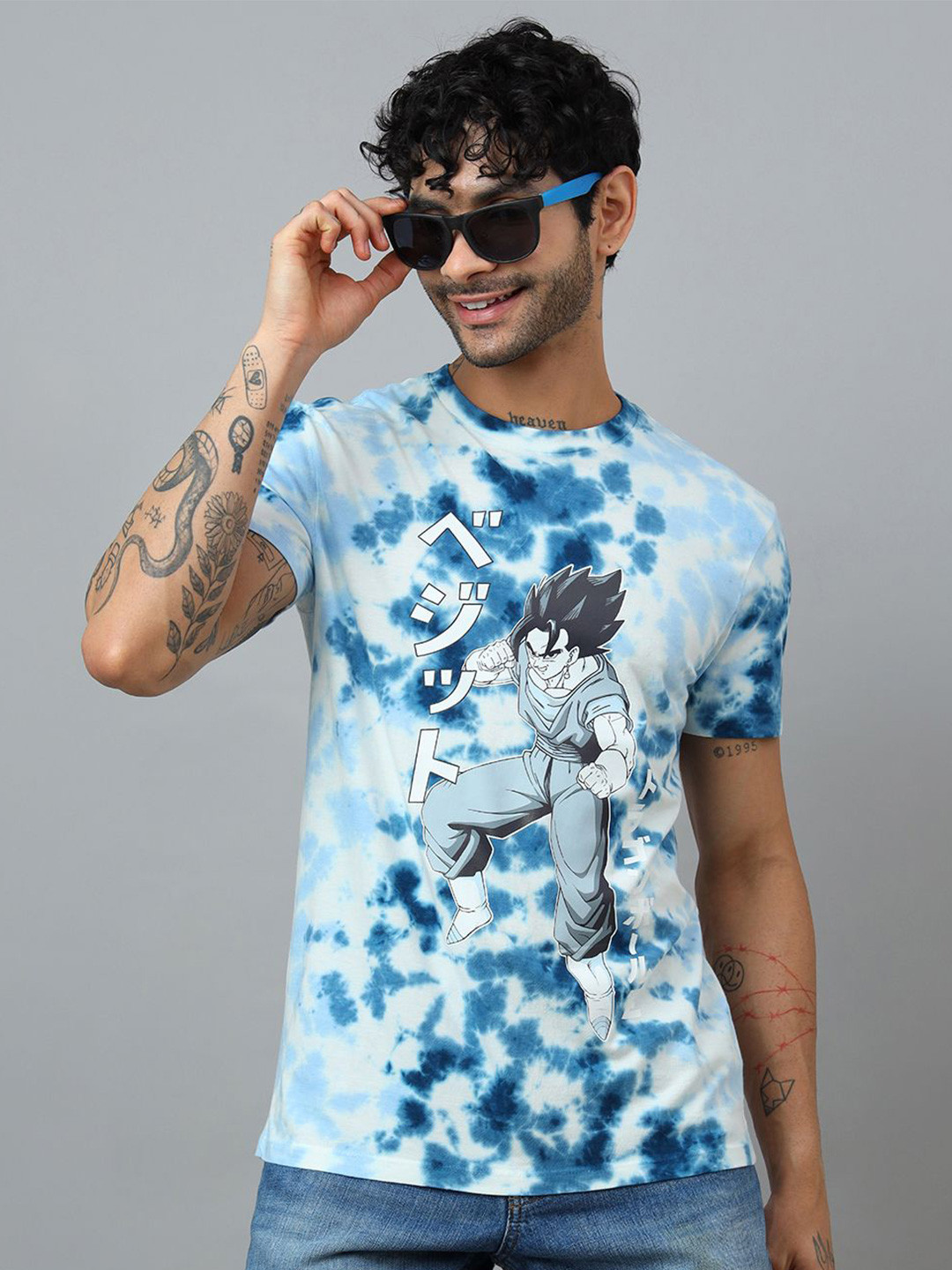 Free Authority Men Dragon Ball Z Dyed Round Neck Pure Cotton T-shirt