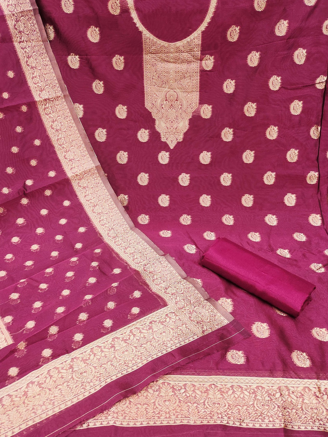 KALINI Women Magenta Unstitched Dress Material