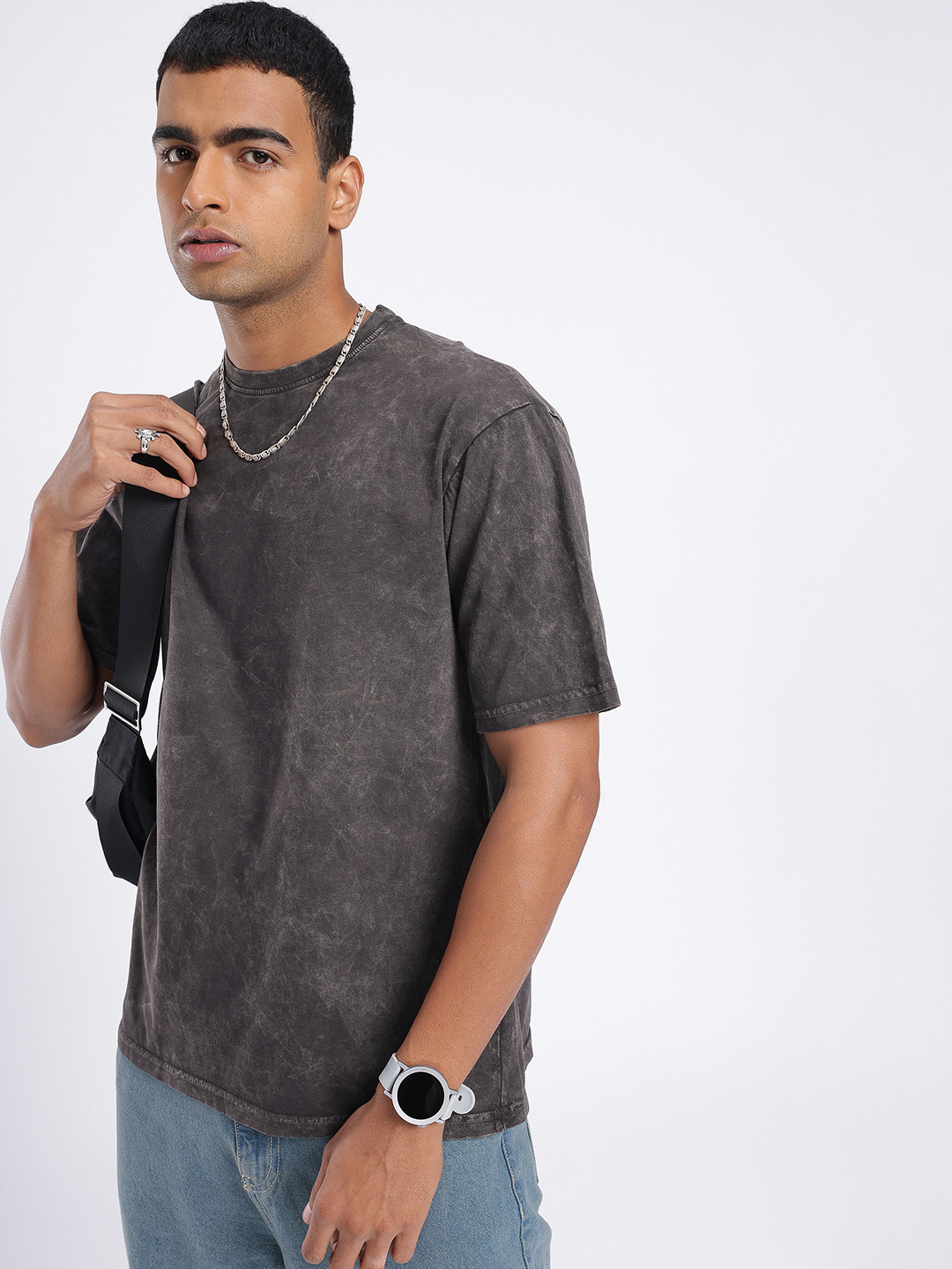 SZN Oversized Charcoal Washed Effect T-shirt