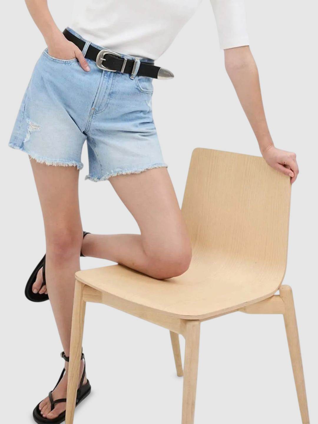 GAP Women High-Rise Frayed Denim Shorts