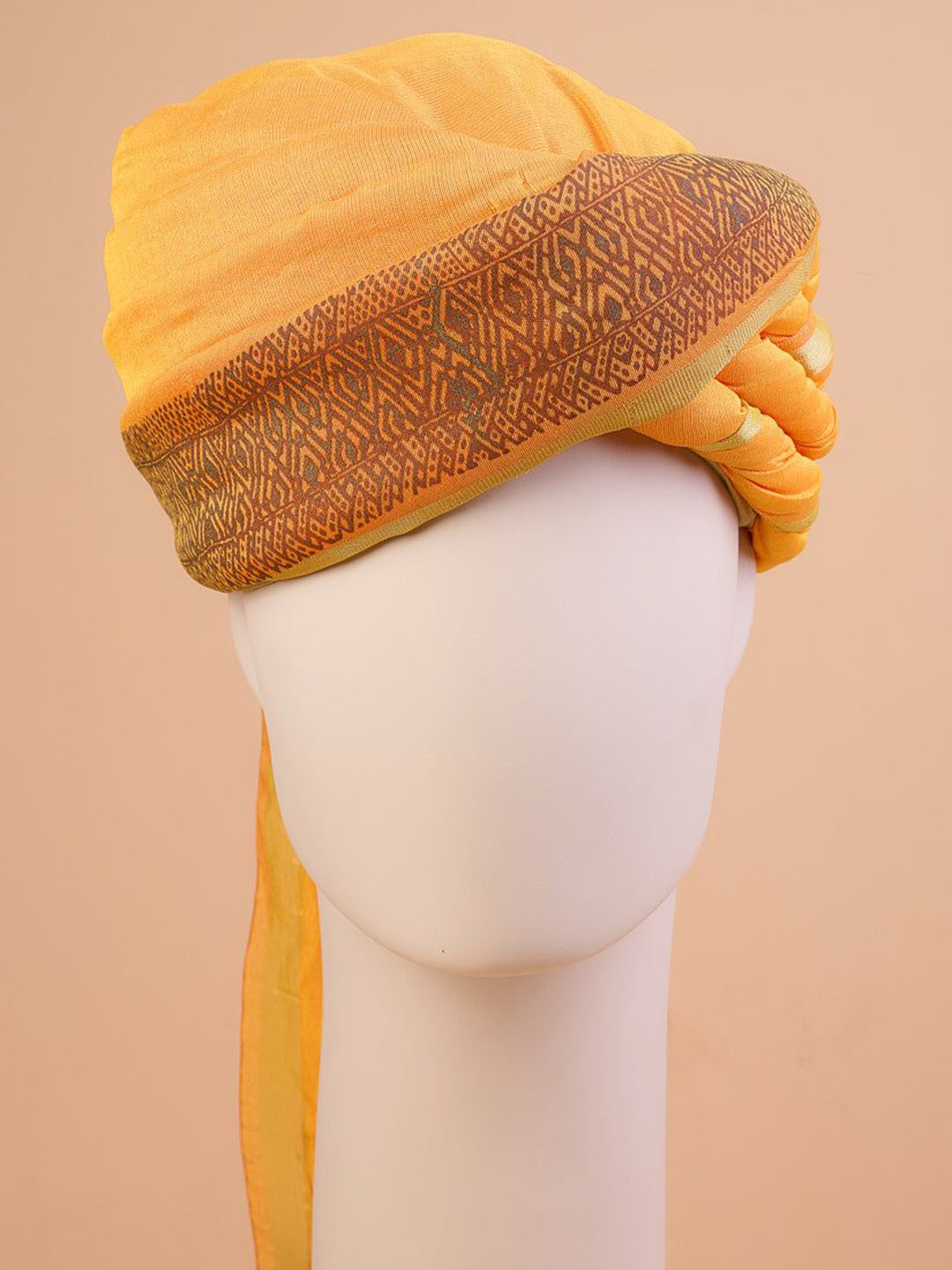 Tasva Geometric Printed Pure Cotton Safa With Front Panel