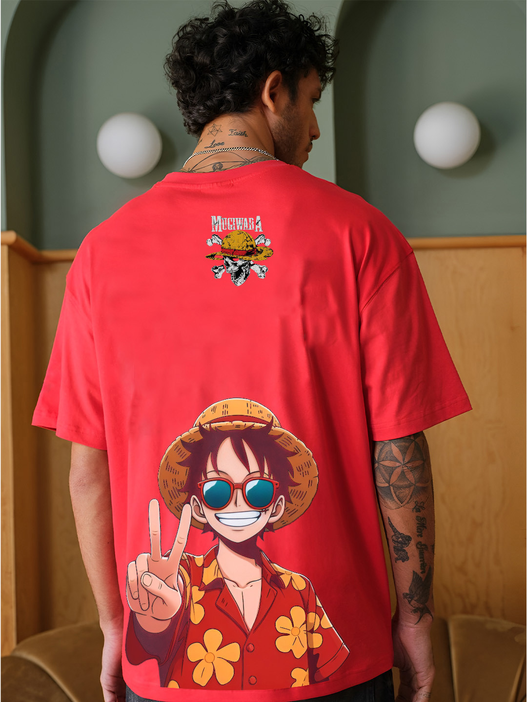 BDSQUARE Graphic Printed Drop-Shoulder Sleeves Oversized Cotton T-shirt