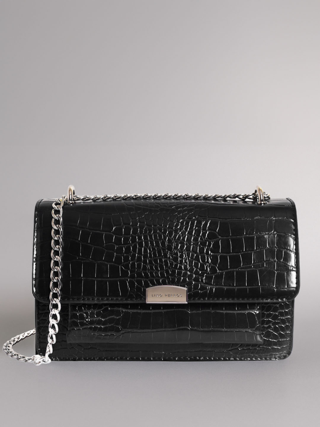Lino Perros Snake Skin Textured Structured Shoulder Bag