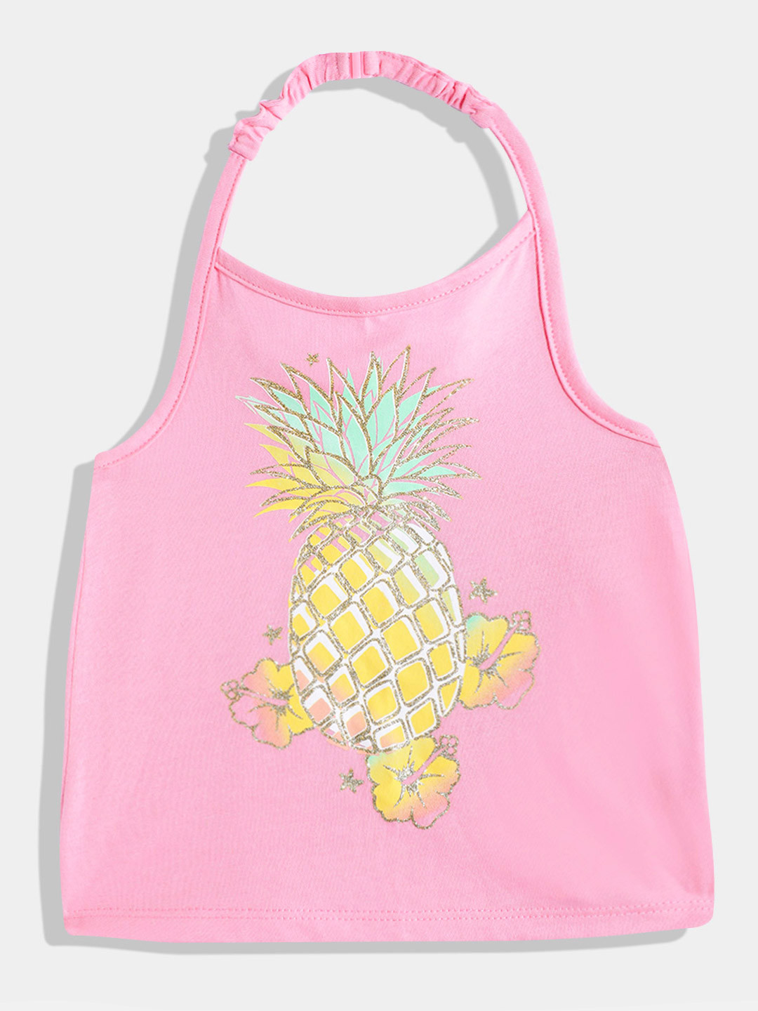 THE CHILDREN'S PLACE Print Halter Neck Cotton Tank Top