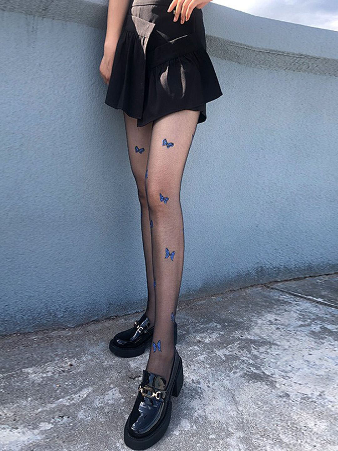 FIMBUL Women Sheer Butterfly Printed Stockings