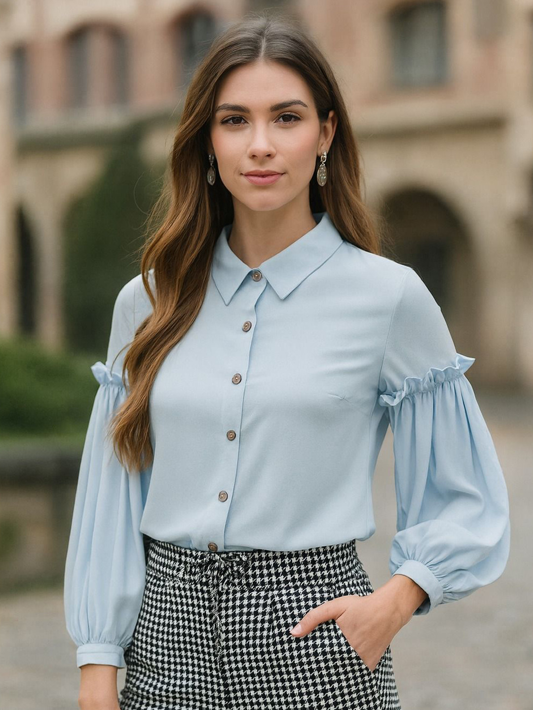 4WRD by Dressberry Puff Sleeve Top With Ruffle Detail