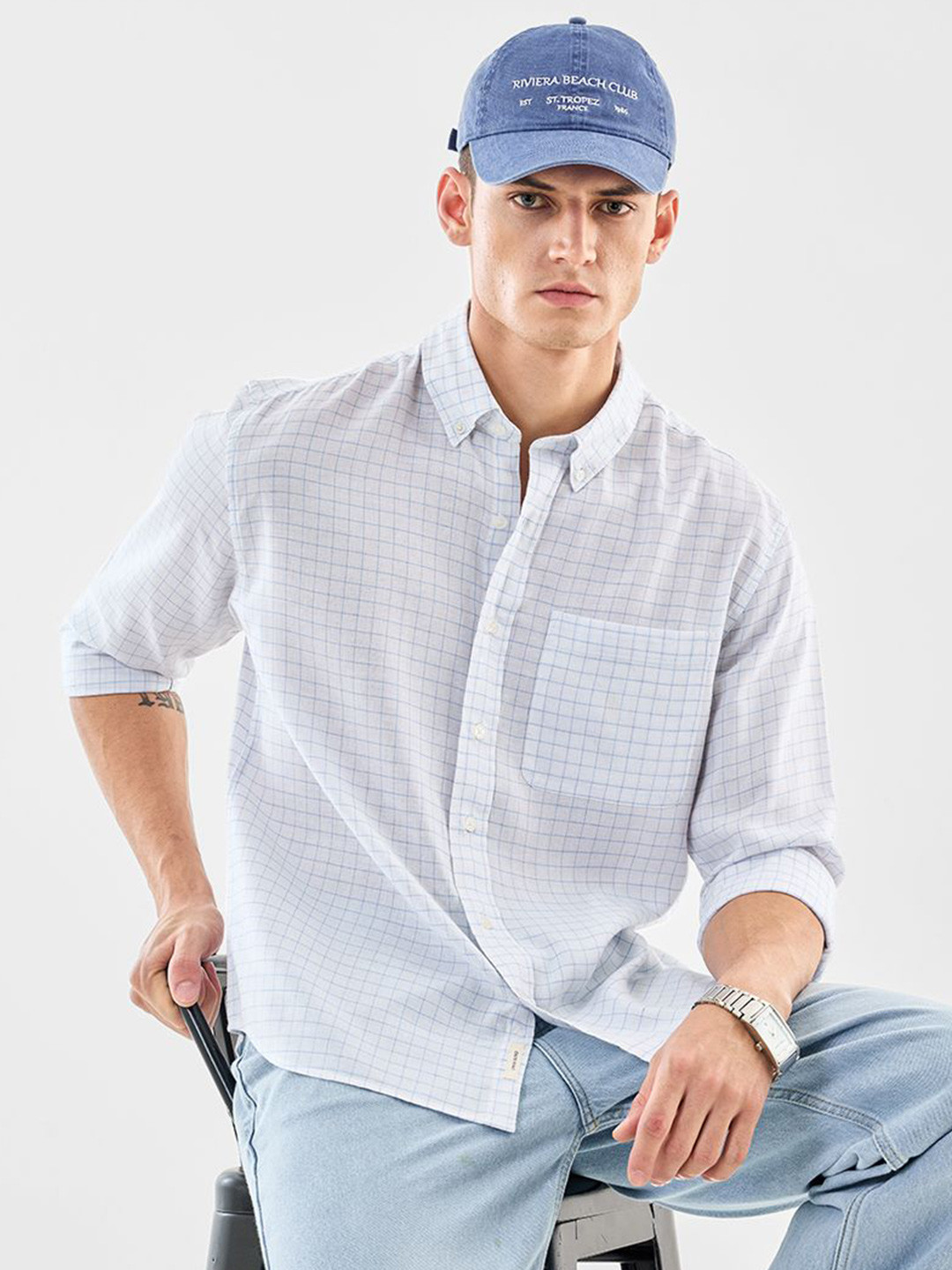 Snitch Grid Tattersall Checked Long Sleeves Shirt