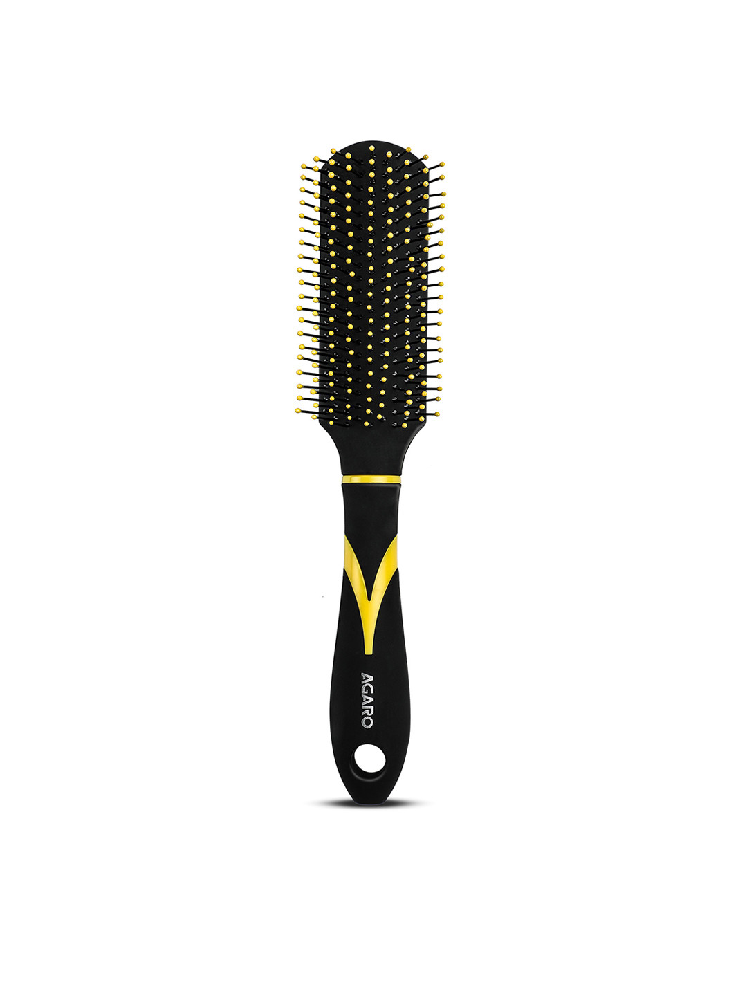 Agaro Breeze Flat Hair Brush for Detangling & Straightening - Black & Yellow