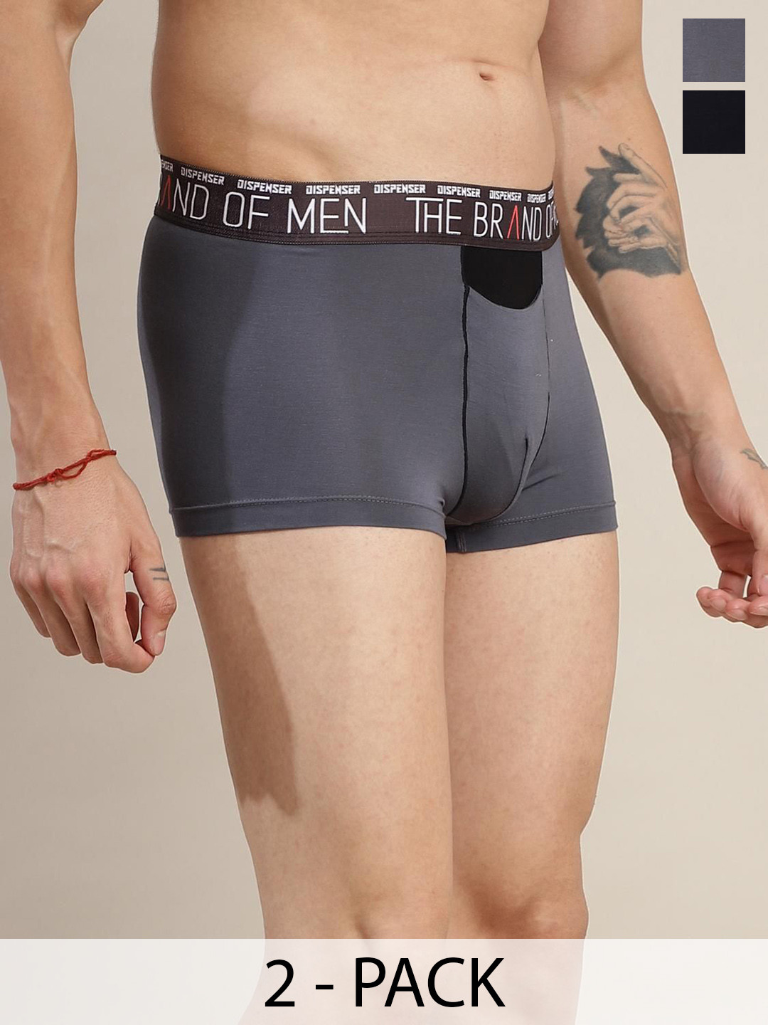 DISPENSER Pack Of 2 Mid Rise Breathability Trunks PACK OF 2-RE-S4-TRUNK-NAVY-GREY-M