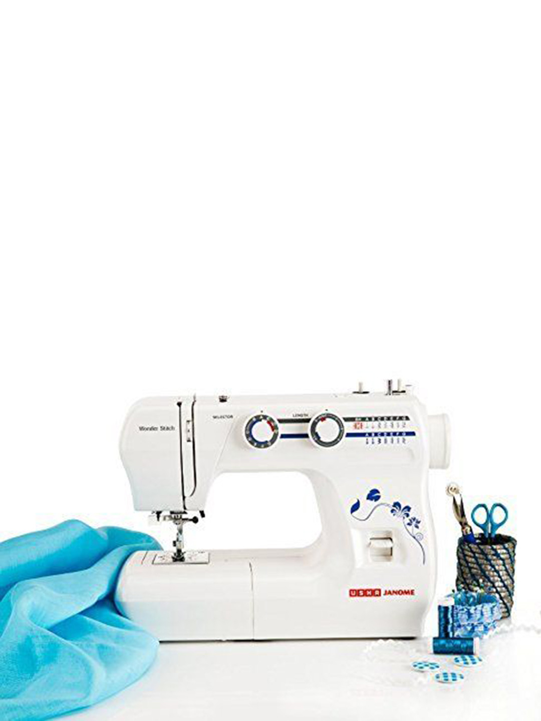 Usha White & Grey Janome Wonder Stitch Automatic Zig-Zag Electric Sewing Machine