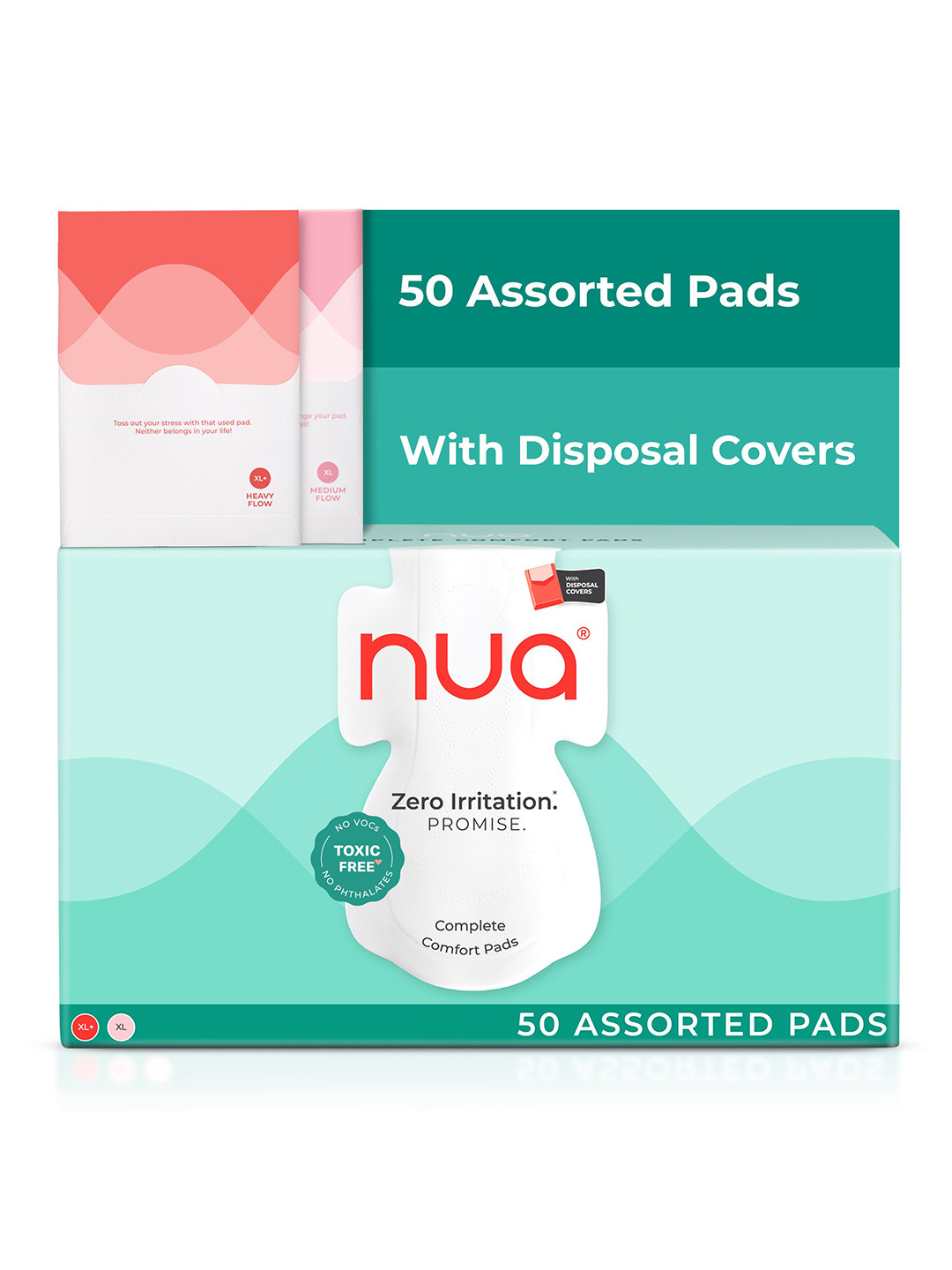 Nua Complete Comfort 25 Heavy Flow Pads & 25 Medium Flow Pads