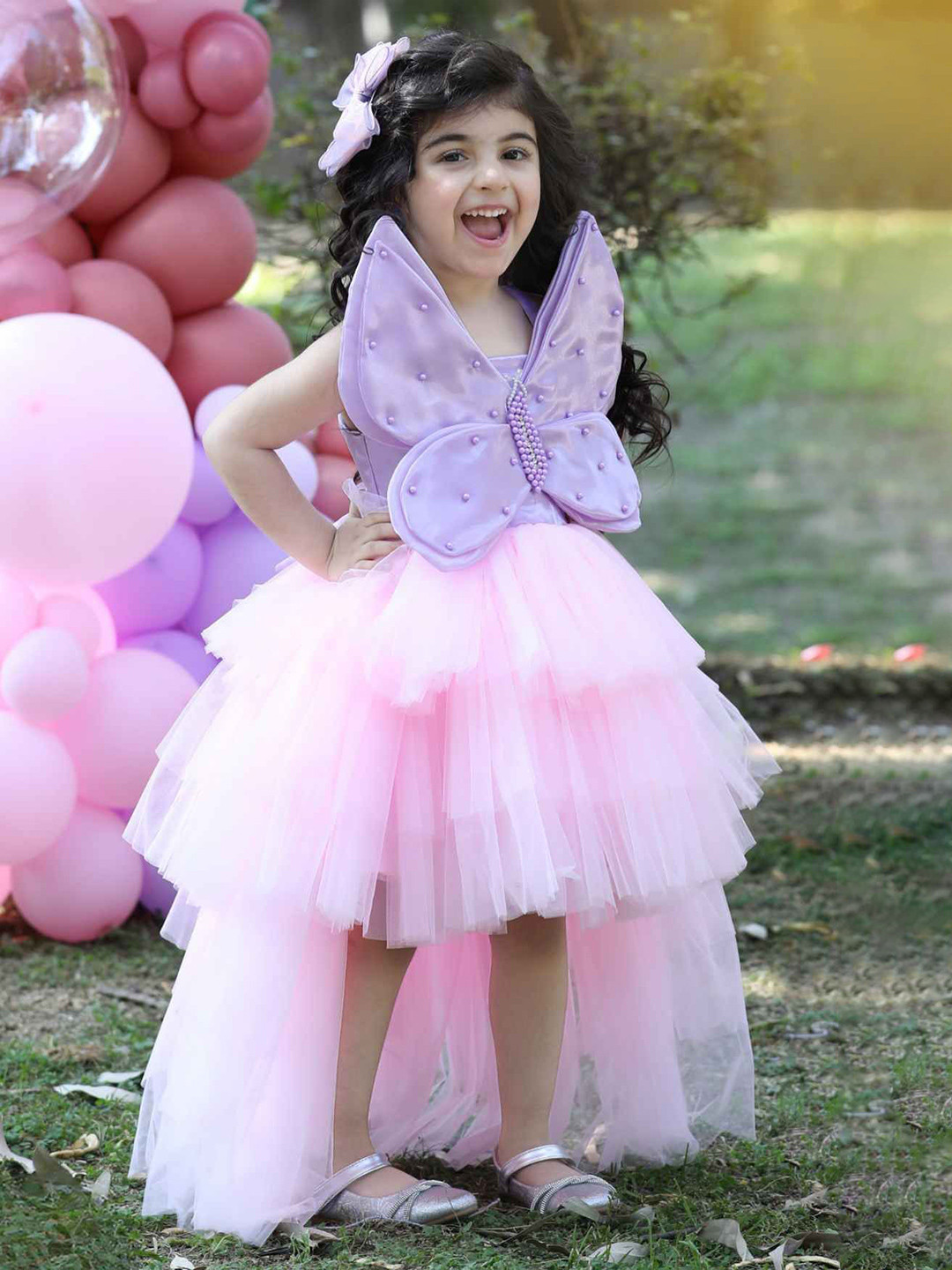 Lagorii Girls Tulle Tailback 3D Butterfly Embellishment Net Fit & Flare Dress