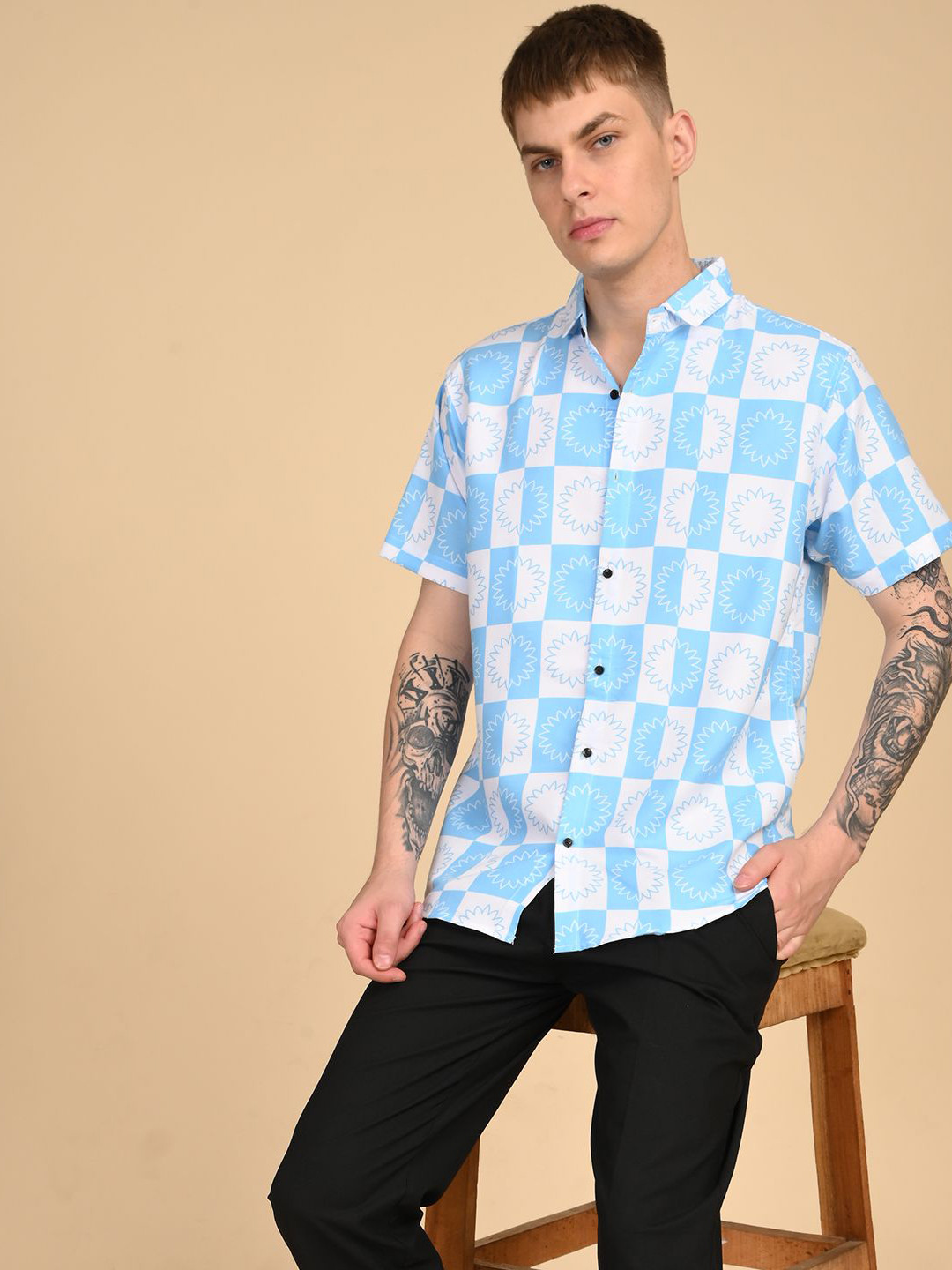 TIGER SNAKE Comfort Gingham Checked Printed Regular Fit Shirt