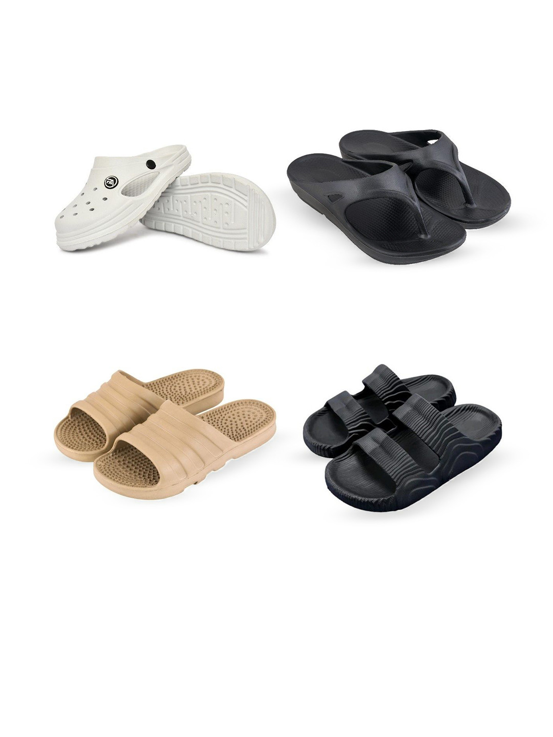 Feel alive Set of 4 Men Ultra Comfortable Lightweight EVA Slippers Clogs