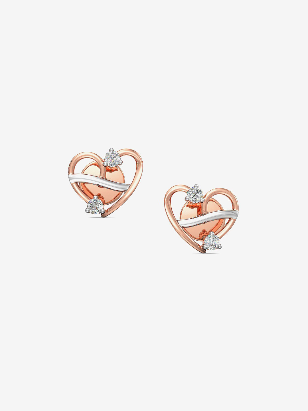 Joyalukkas Women 18Kt Gold Natural  Diamond Heart Stud Earrings