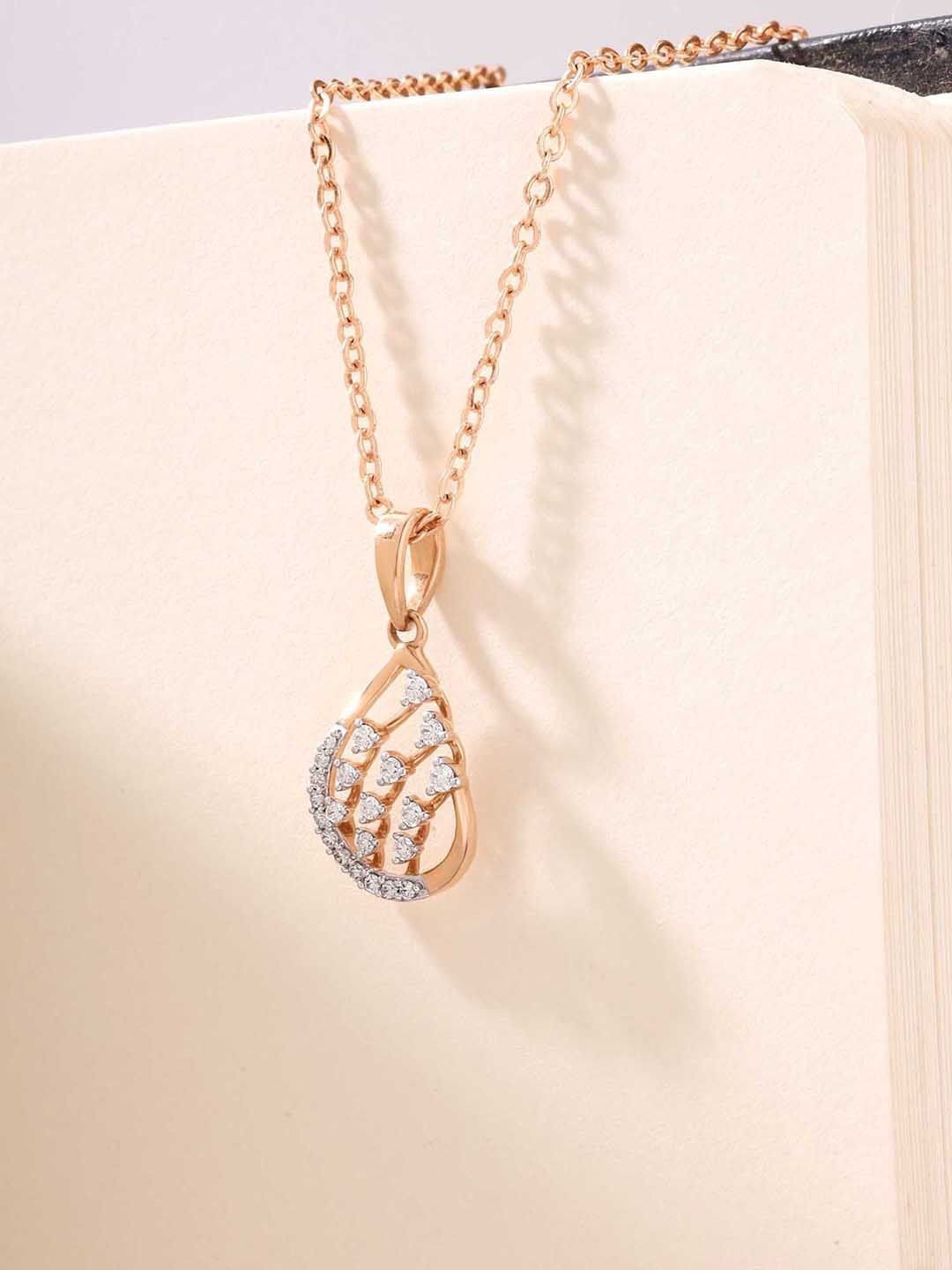 Mia by Tanishq 18KT Rose Gold Natural Diamond Glimmer Drip Pendant Diamond