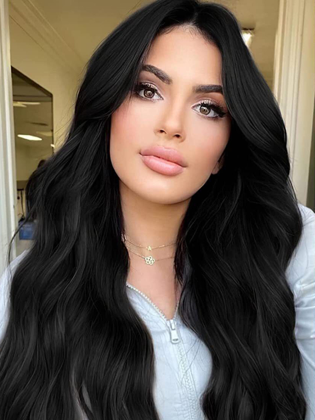 VIEWS Women Black Wavy Clip-In Wig Hair Extension 26 inch