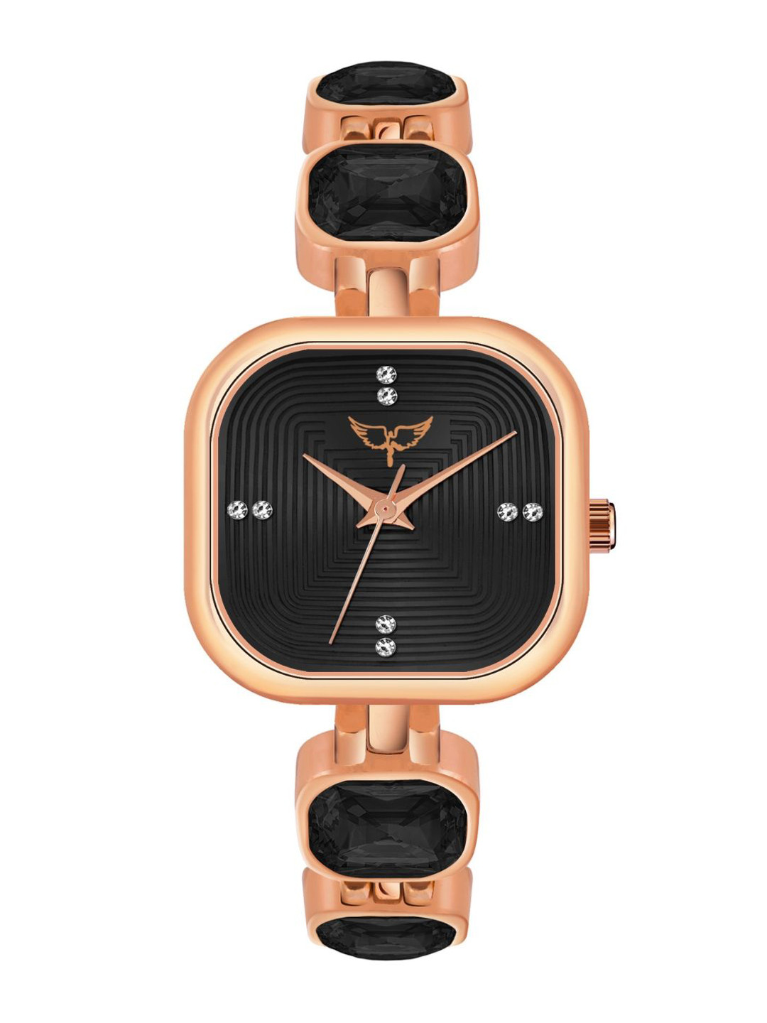 WHITE BIRD Women Brass Printed Dial & Straps Analogue Watch 1108 Rose D Black