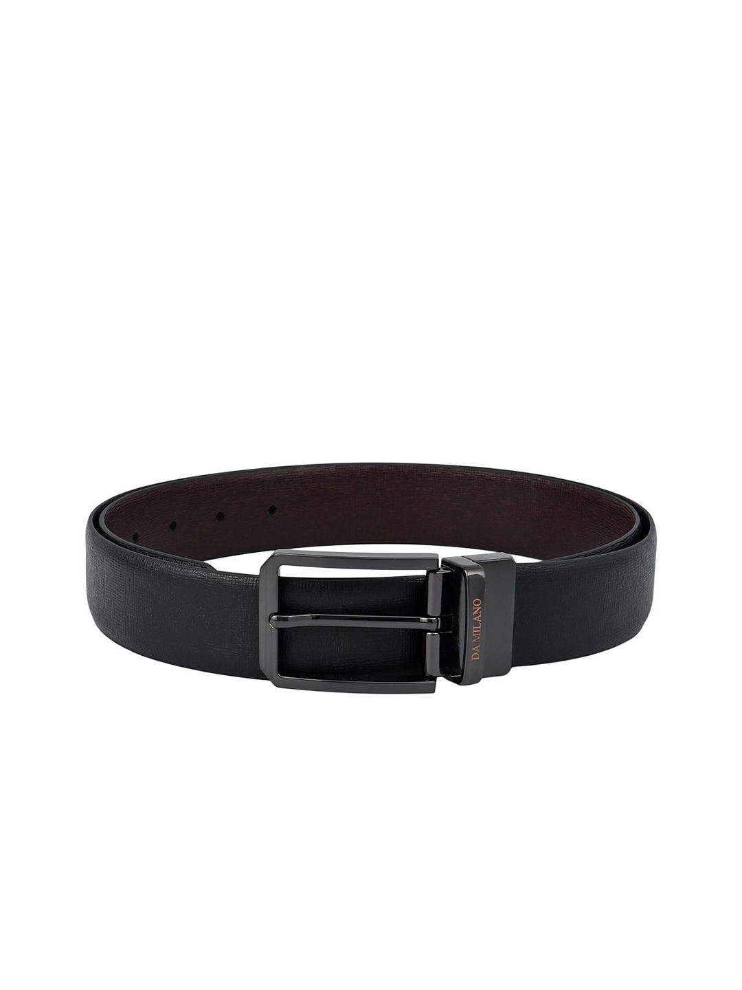 Da Milano Men Textured Leather Formal Pull and Twist Belt