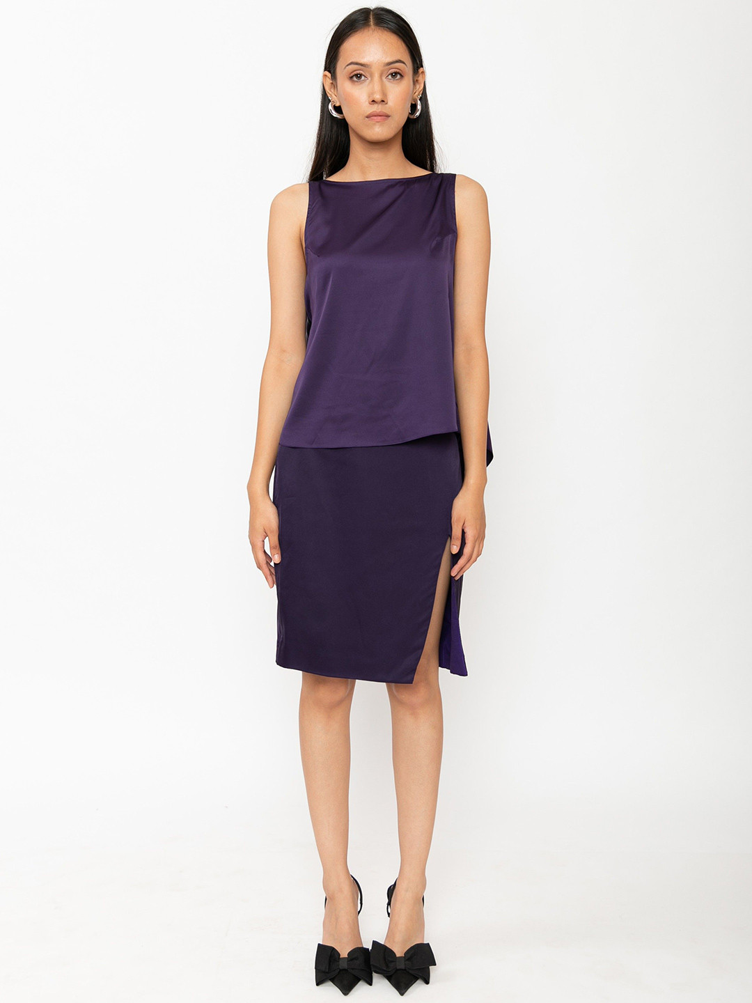 Contemponari Wild Flowers Boat Neck Satin Top