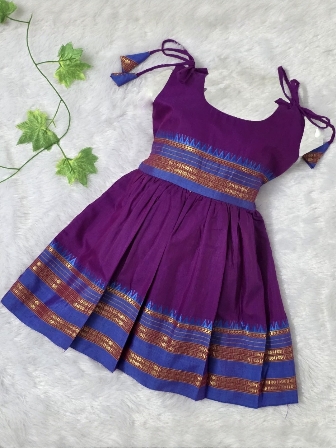 AMBA COLLECTION BOUTIQUE Girls Butti Design Pleated Shoulder Strap Ethnic Dress