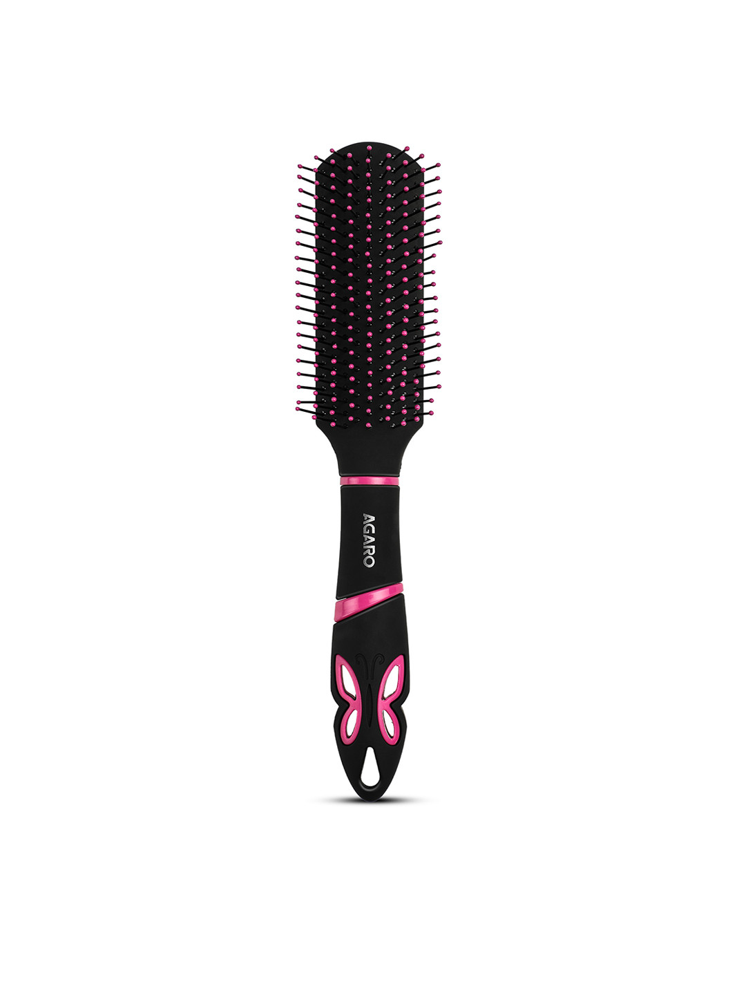 Agaro Delight Flat Hair Brush for Smoothening - Black & Pink