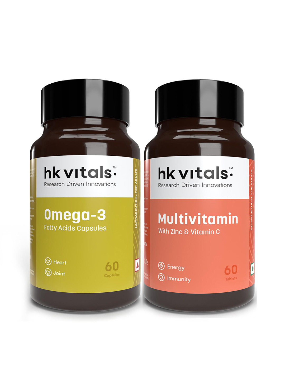 HK VITALS Set of Omega 3 Capsules & Multivitamin Tablets - 60 Capsules Each